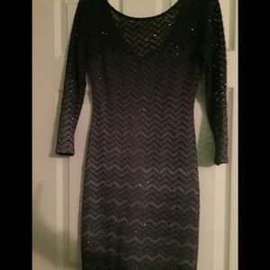 Dark purple, mid-length dress
